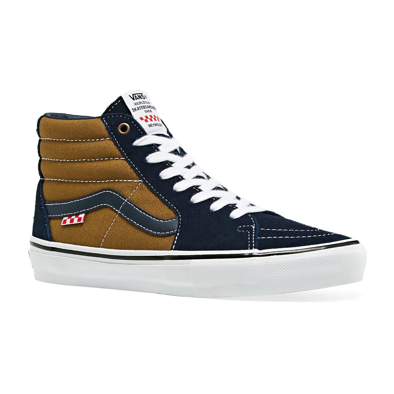 Sapatos Vans Skate Sk8 Hi (Reynolds)Navy Golden Brown | Homem|Mulher Sapatilhas